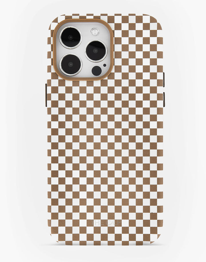 Tan Checkered Phone Case - MagSafe