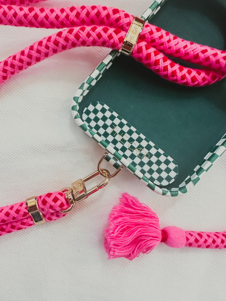 Green Check Universal Phone Hitch + Tassel Rope