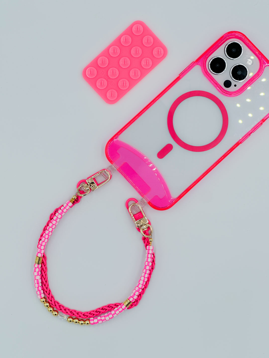 Transparente Neonpinke iPhone-Hülle - MagSafe
