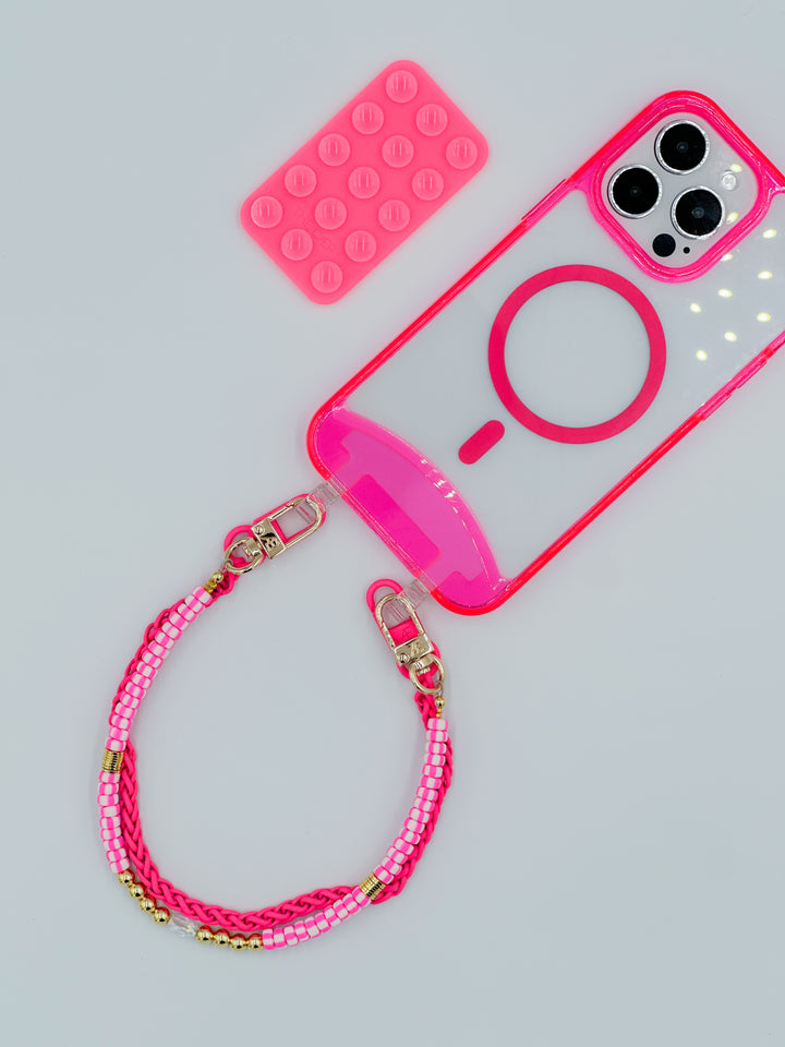 Transparente Neonpinke iPhone-Hülle - MagSafe