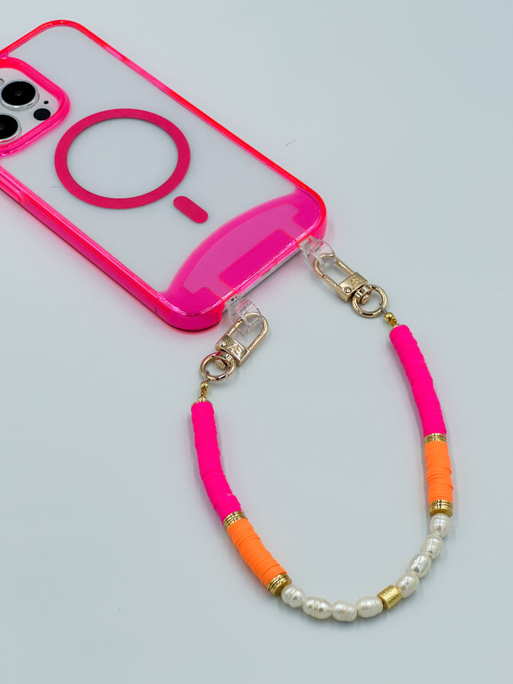 Transparente Neonpinke iPhone-Hülle - MagSafe