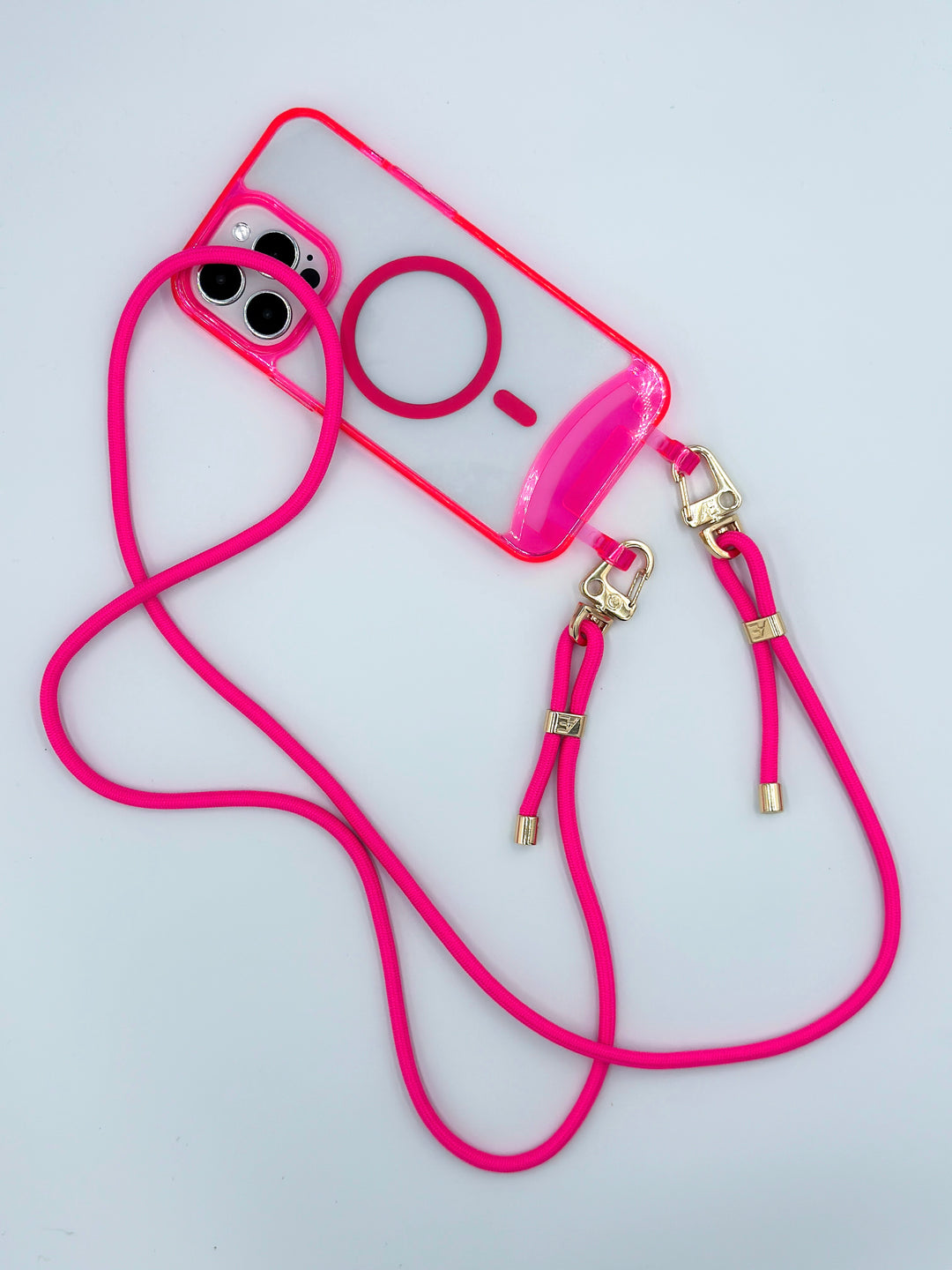 Transparente Neonpinke iPhone-Hülle - MagSafe
