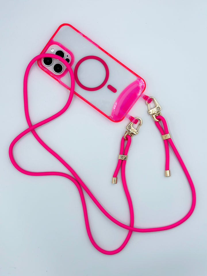Transparente Neonpinke iPhone-Hülle - MagSafe