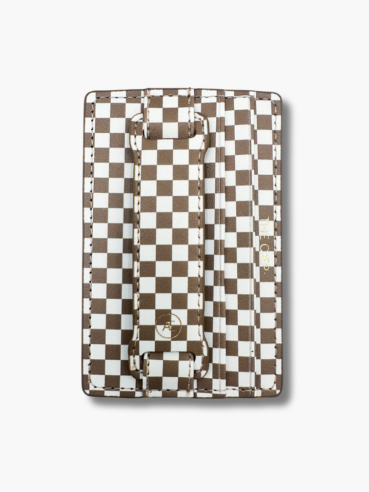Tan Checkered Hoop Phone Wallet