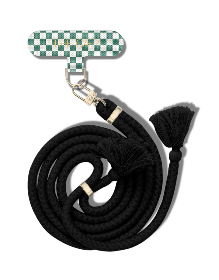 Green Check Universal Phone Hitch + Tassel Rope