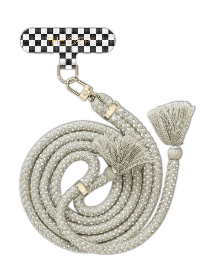 Black Check Universal Phone Hitch + Tassel Rope