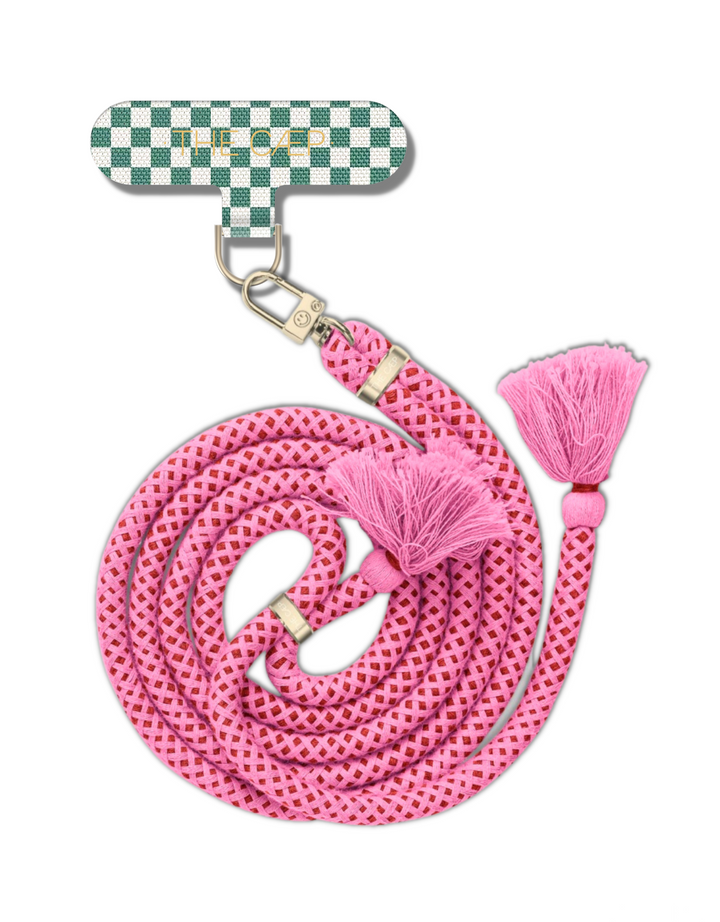 Green Check Universal Phone Hitch + Tassel Rope