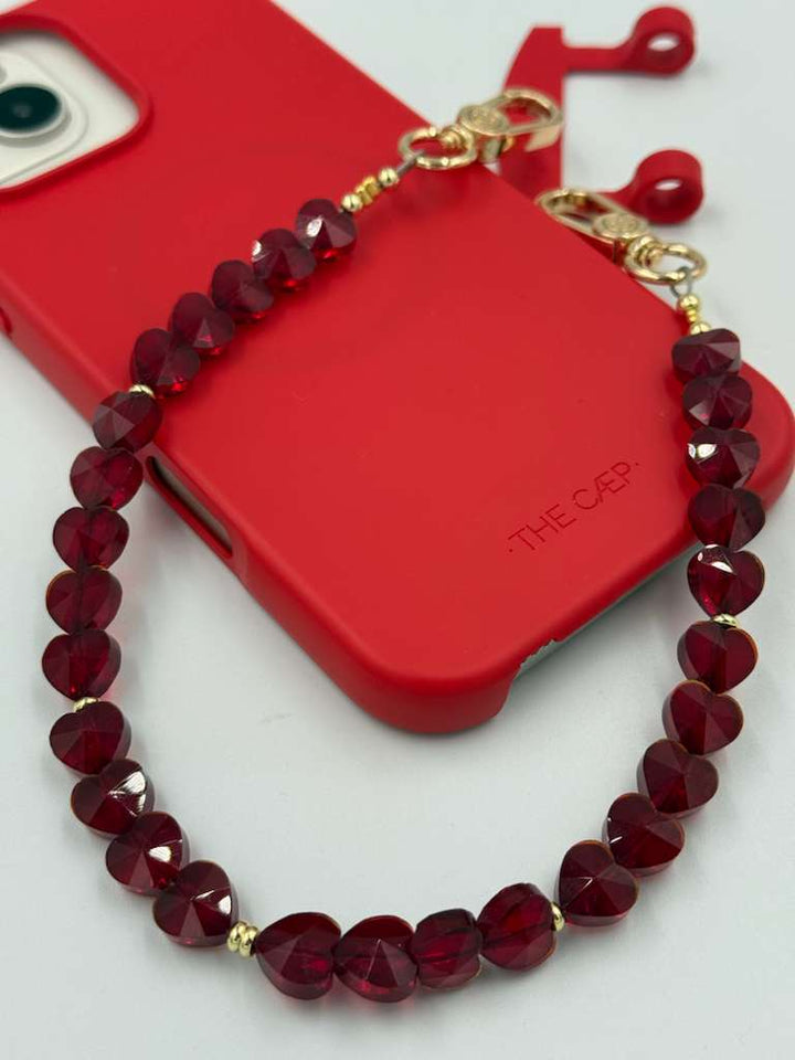Dark Red Heart Phone Wristlet