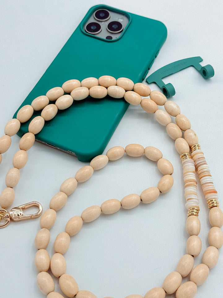 Ada Oval Beads - Neutral Phone Strap