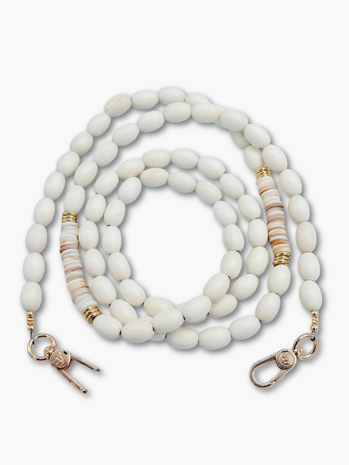 Ada Oval Beads - Off White Phone Strap
