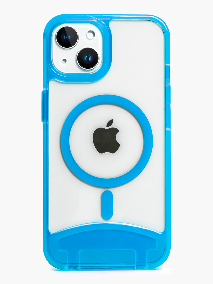 Clear Neon Blue iPhone Case - MagSafe