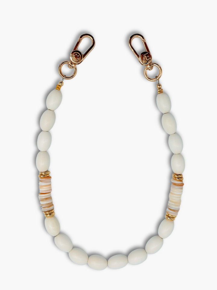 Ada Oval Beads - Off White Phone Strap