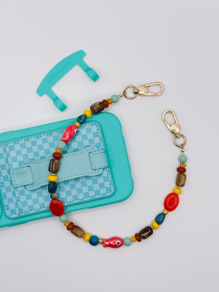 Aqua Checkered Hoop Wallet MagSafe (RFID)