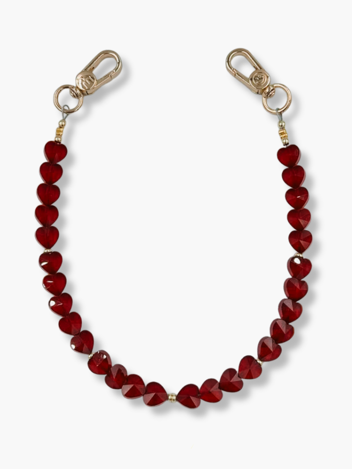 Dark Red Heart Phone Wristlet