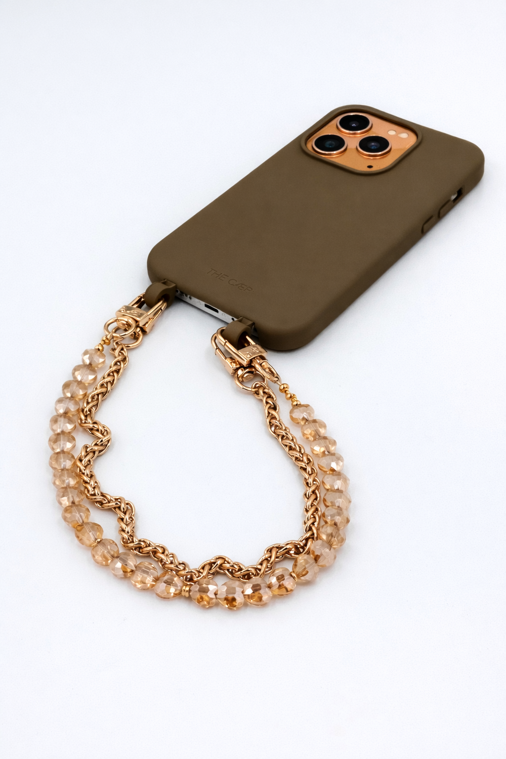 Tan Heart Phone Wristlet