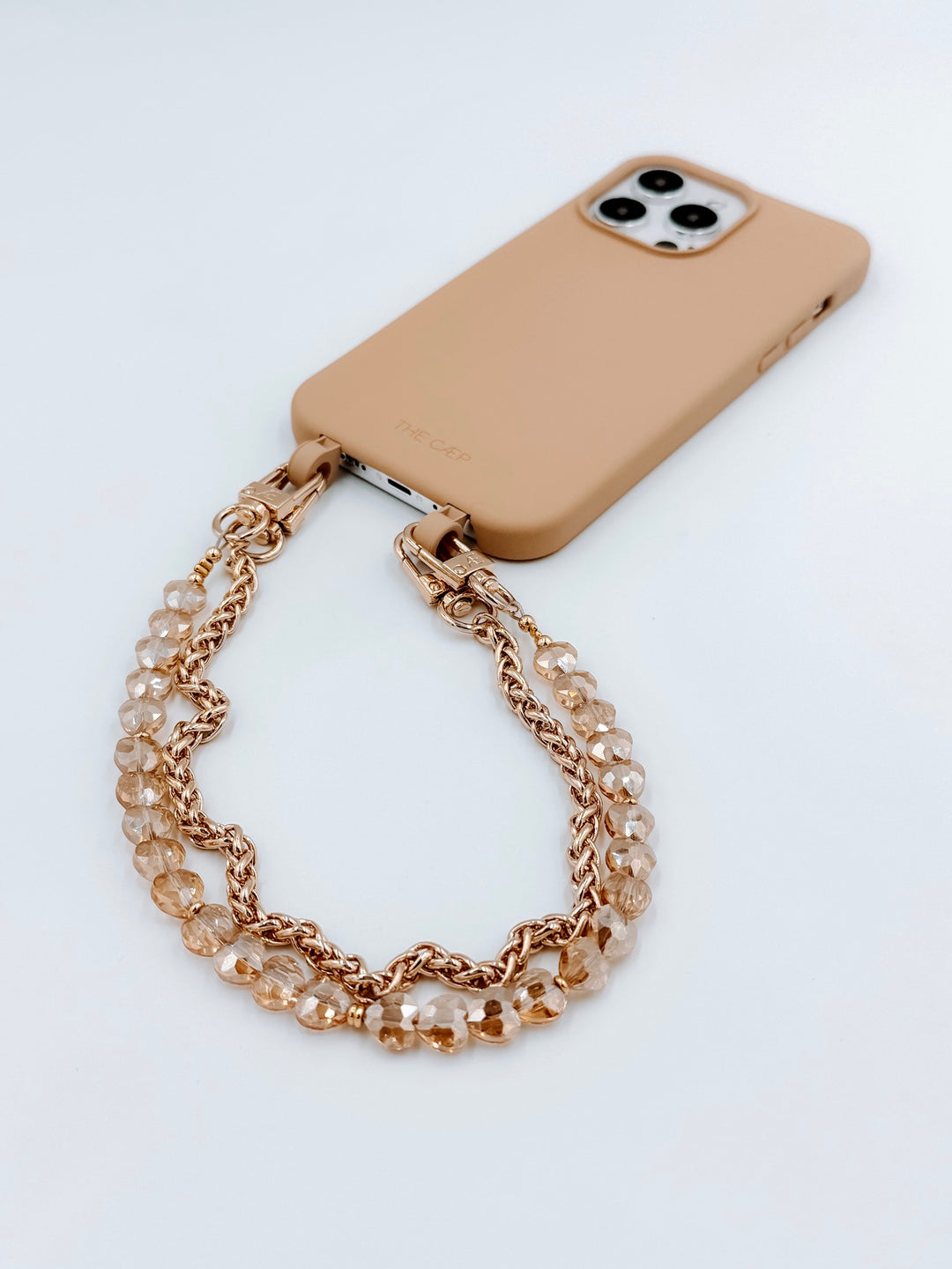 Tan Heart Phone Wristlet