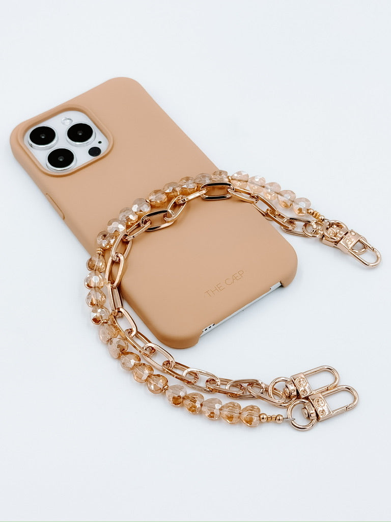 Tan Heart Phone Wristlet