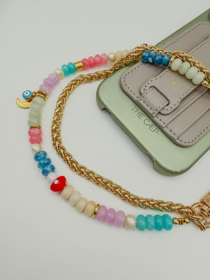 Handy-Geldbörse mit Hoop-Motiv in Off-White