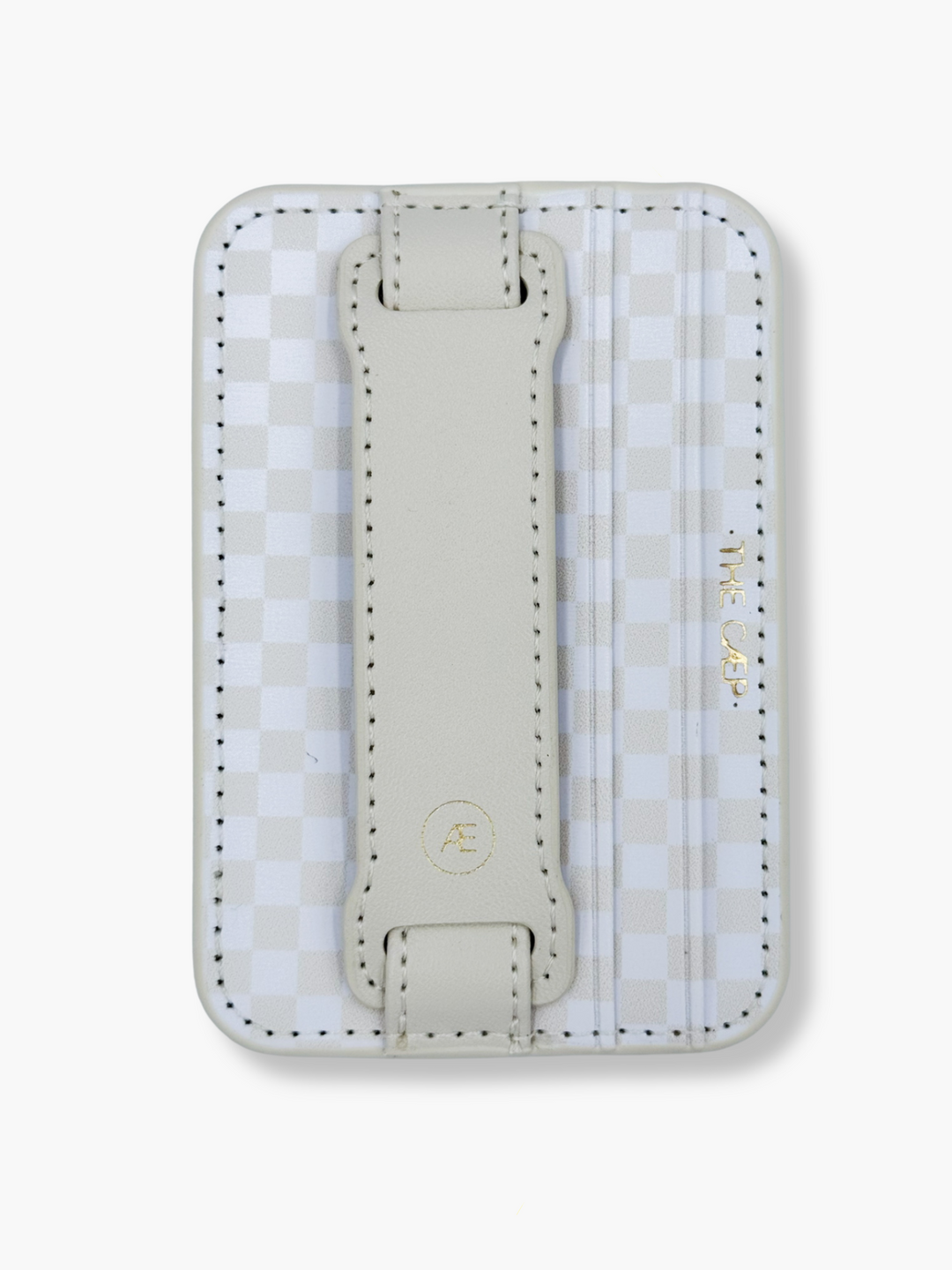 Beige Checkered Hoop Wallet - MagSafe (RFID)