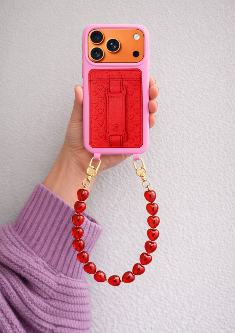 Geldbörse mit Ring in Pink/Orange