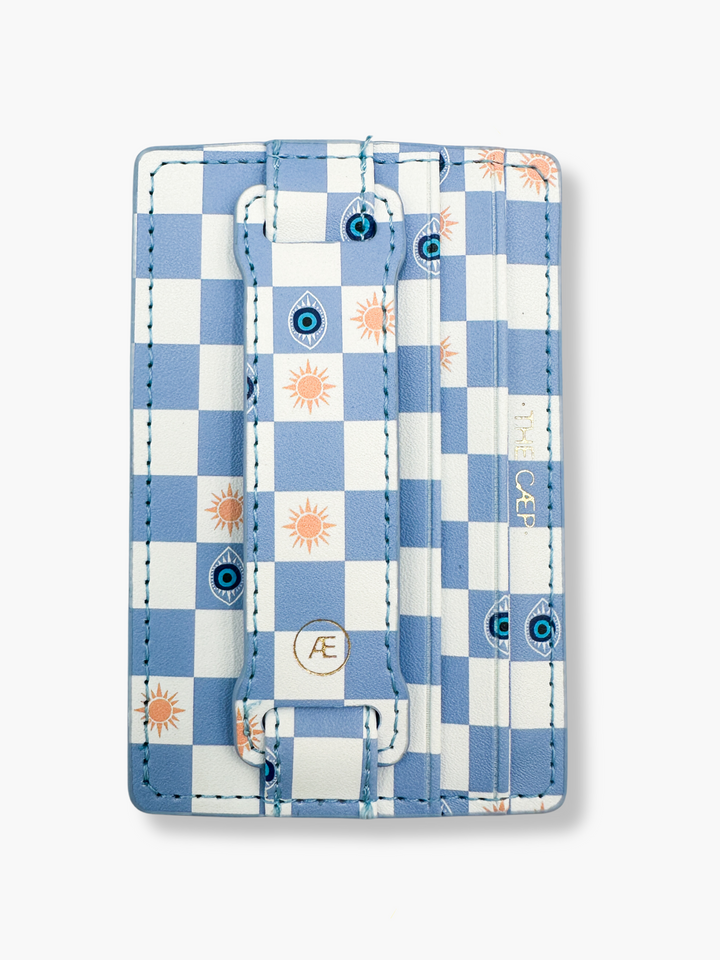 Blue Evil Eye Checkered Phone Wallet (RFID)