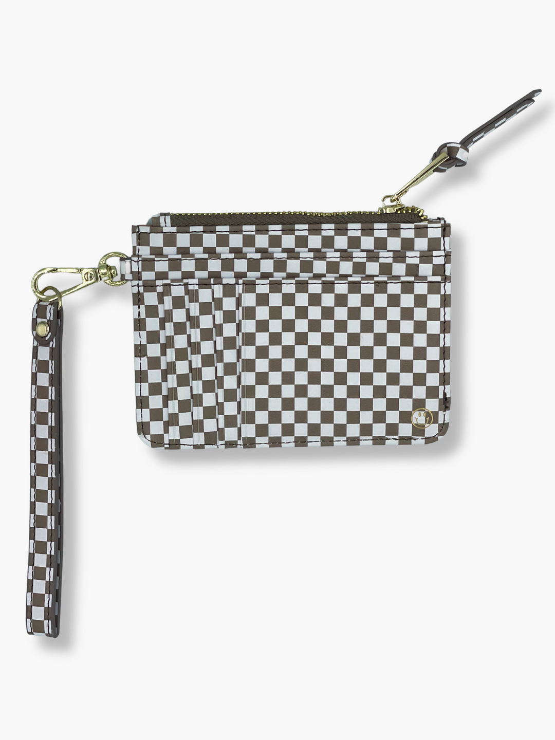 Tan Checkered Snap/Wrist Wallet
