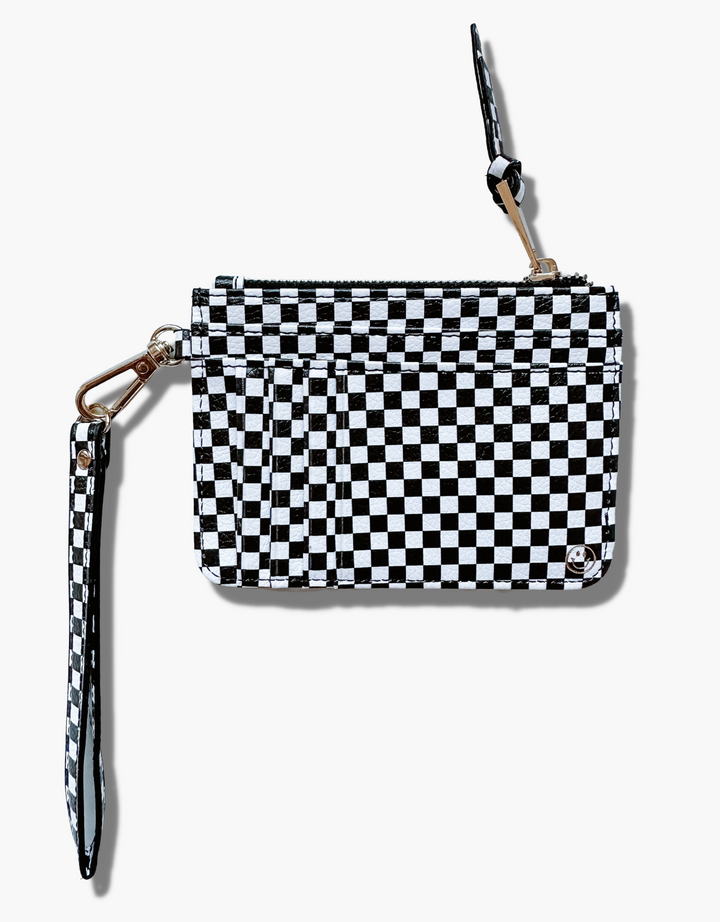 Black Checkered Snap Wallet