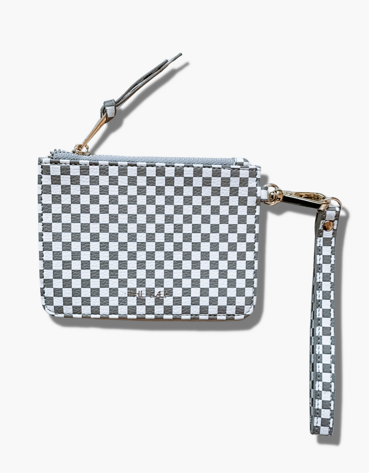 Gray Checkered Snap Wallet