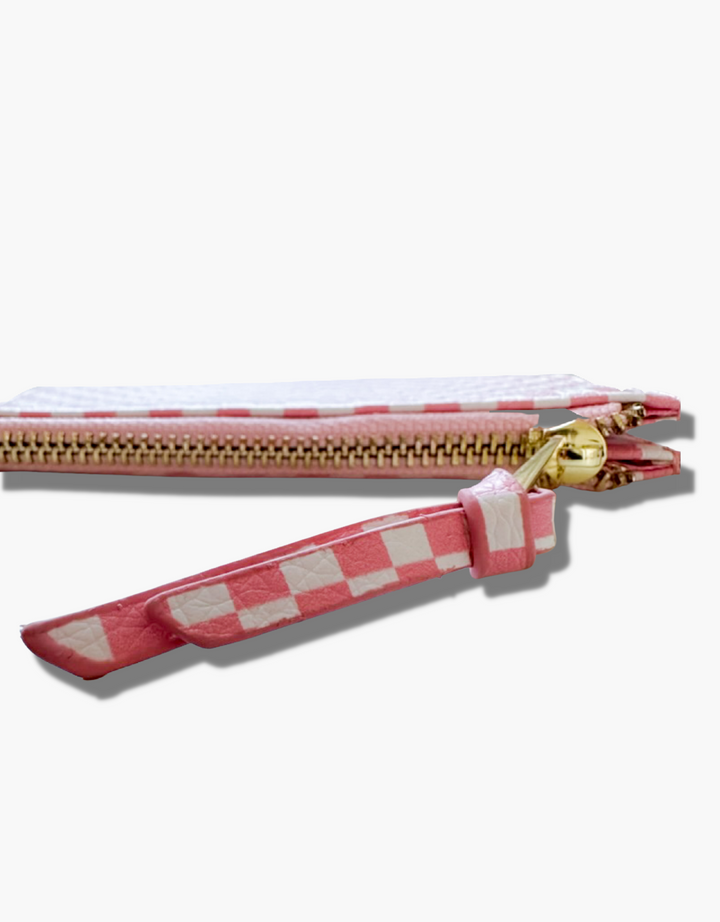 Light Pink Checkered Snap Wallet